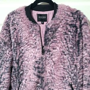 Guess purple and black faux fur jacket